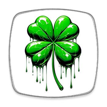Vierblättriges Kleeblatt - Viereckiger Kühlschrankmagnet - Weiß - Vorne