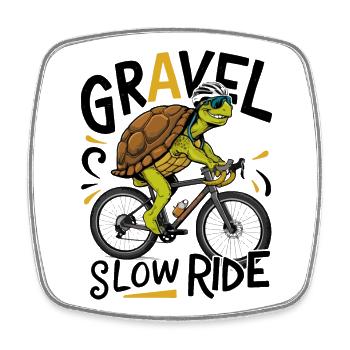 Turtle Cyclist mit Helm und Sonnenbrille - Viereckiger Kühlschrankmagnet - Weiß - Vorne