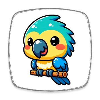 Parrot - Square fridge magnet - white - Front