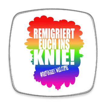 AfD stoppen gegen rechts Demokratie Vielfalt links - Viereckiger Kühlschrankmagnet - Weiß - Vorne