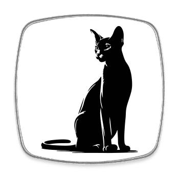 Chat abyssin - Magnet carré - blanc - Devant