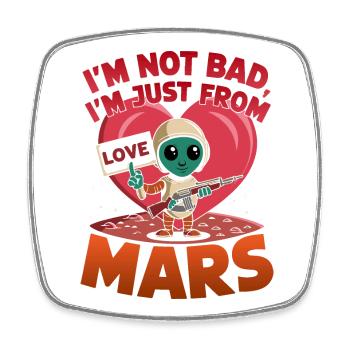 Martian Love Alien Cartoon Design - Square fridge magnet - white - Front