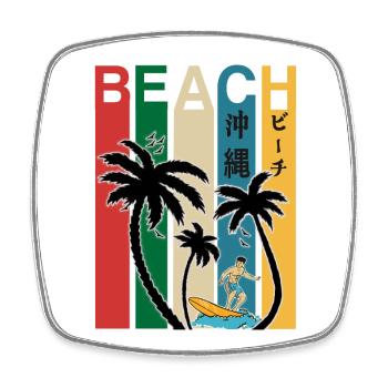 Okinawa Japon Plage Fun - Magnet carré - blanc - Devant