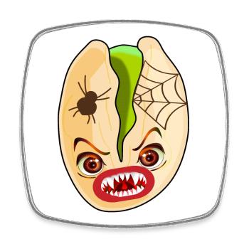 COSTUMES D’HALLOWEEN ARAIGNÉE PISTACHES - Magnet carré - blanc - Devant