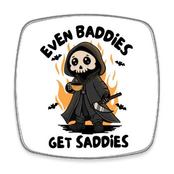 Flaming Grim Reaper with Coffee - Square fridge magnet - white - Front