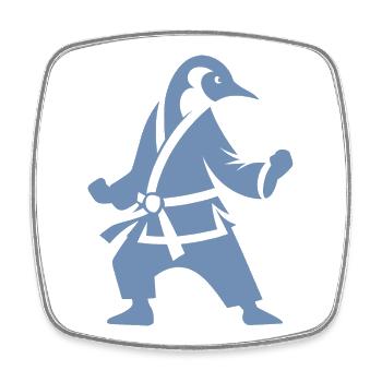 Pingouin Karaté Arts Martiaux Silhouette - Magnet carré - blanc - Devant