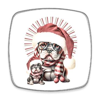 Duo Bouledogue de Noël - Magnet carré - blanc - Devant