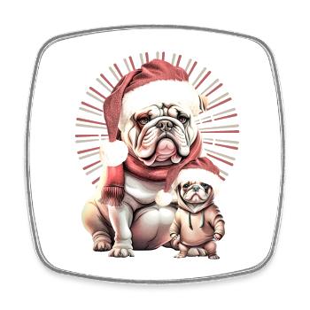 Duo Bouledogue de Noël - Magnet carré - blanc - Devant