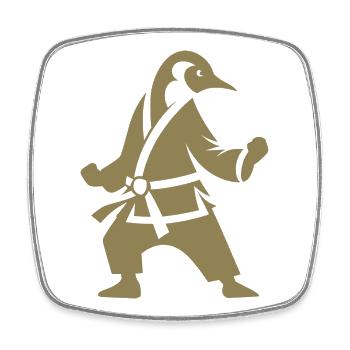 Pingouin Karaté Arts Martiaux Silhouette - Magnet carré - blanc - Devant