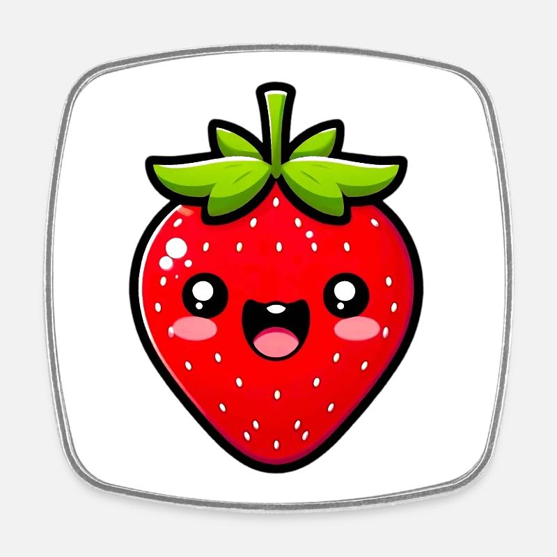 Fraise Fraises - Magnet carré - blanc