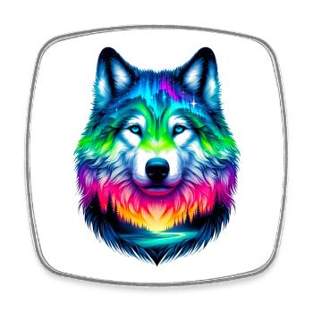 Wolf - Square fridge magnet - white - Front