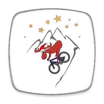 Moose MTB Descente Noël - Magnet carré - blanc - Devant