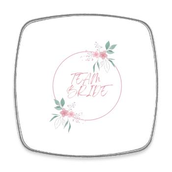 Équipe de la mariée cercle rose fleurs uni - Magnet carré - blanc - Devant