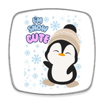 Niedlicher Winter-Pinguin-Pullover für Damen, ich bin schneeweiß süß - Viereckiger Kühlschrankmagnet - Weiß - Vorne