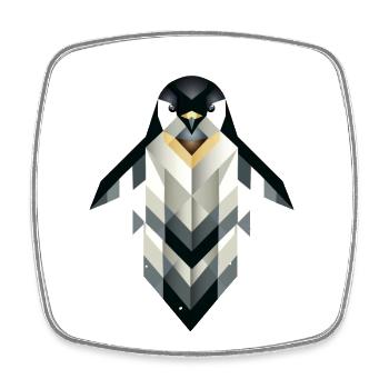 Pingouin géométrique – Élégance givrée - Magnet carré - blanc - Devant