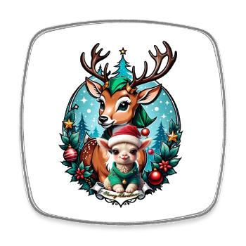 Cheerful and cozy Christmas illustration - Square fridge magnet - white - Front