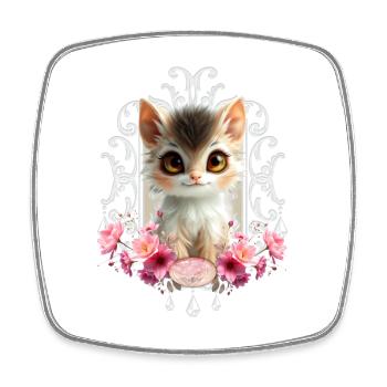 Lovely and fluffy kitten - Square fridge magnet - white - Front
