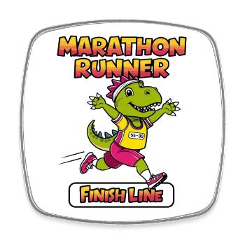 T-Rex Marathonien - Magnet carré - blanc - Devant