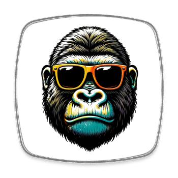 Gorilla - Viereckiger Kühlschrankmagnet - Weiß - Vorne
