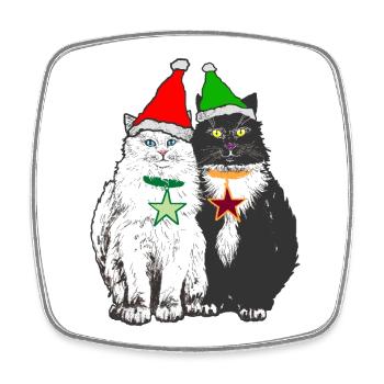 DIE WEIHNACHTSKATZEN - Viereckiger Kühlschrankmagnet - Weiß - Vorne