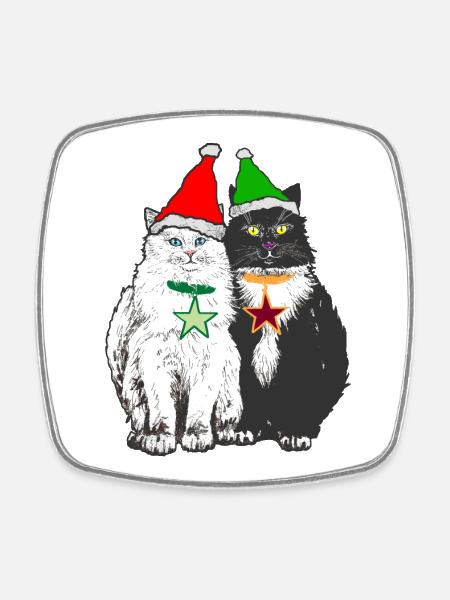 DIE WEIHNACHTSKATZEN - Viereckiger Kühlschrankmagnet - Weiß