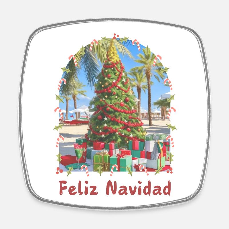 Feliz Navidad - Spanish Christmas - Square fridge magnet - white
