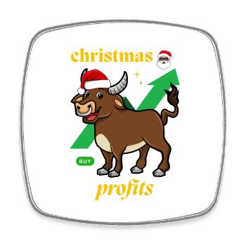 Market bull - Christmas market profit - Square fridge magnet - white - Front