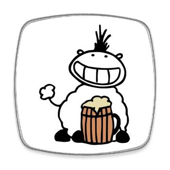 Bierschaf - Viereckiger Kühlschrankmagnet - Weiß - Vorne