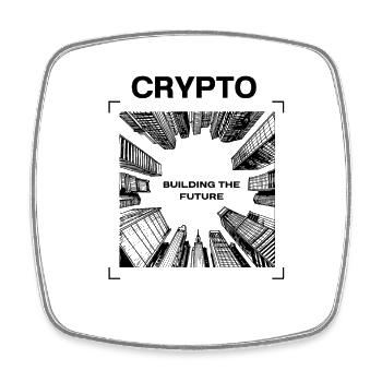 Crypto - BUILDING THE FUTURE - Viereckiger Kühlschrankmagnet - Weiß - Vorne