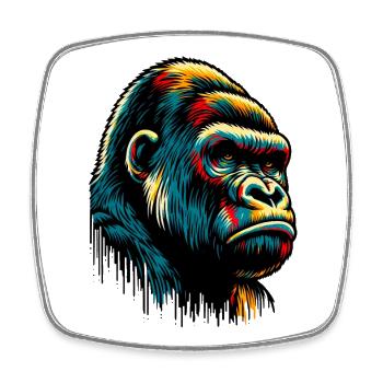 Gorilla - Viereckiger Kühlschrankmagnet - Weiß - Vorne