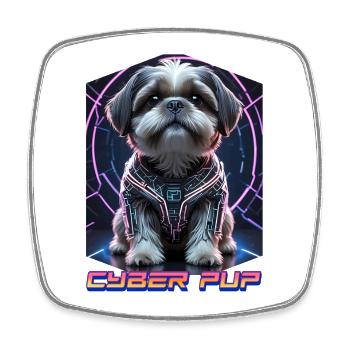 Cyber Pup Shih Tzu Dog - Square fridge magnet - white - Front