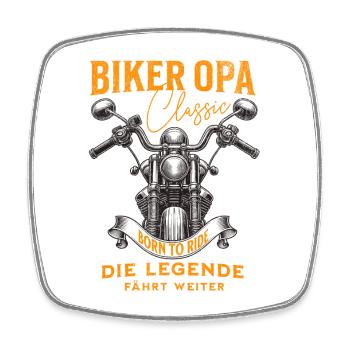 Biker Opa – Die Legende fährt weiter - Viereckiger Kühlschrankmagnet - Weiß - Vorne
