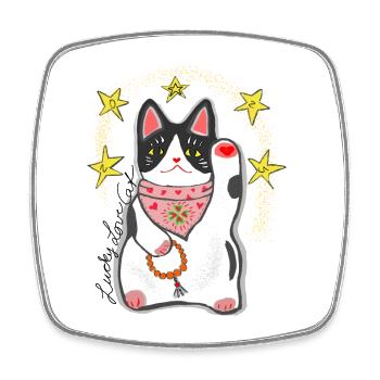 LUCKY LOVE CAT 2025 - Viereckiger Kühlschrankmagnet - Weiß - Vorne