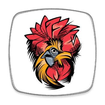 Hahn Farben Zeichnung Tattoo Hühner Symbol Logo - Viereckiger Kühlschrankmagnet - Weiß - Vorne