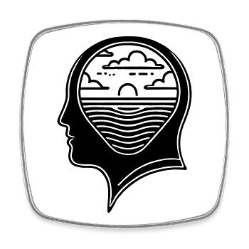 Inner Peace – Head with Sunset - Square fridge magnet - white - Front