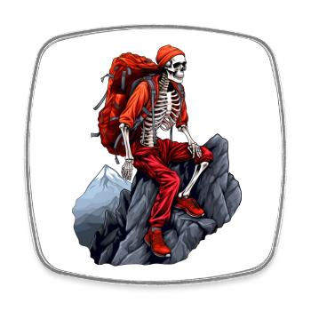 Skeletons Mountaineer / Hiking Skeleton - Square fridge magnet - white - Front