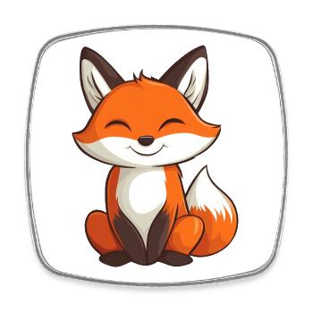 Renard mignon et heureux dans le style dessin animé - Magnet carré - blanc - Devant