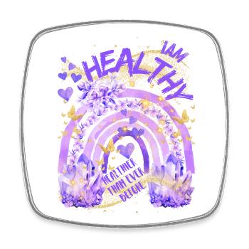 Gesundheit - Ich bin gesund mit Regenbogen - Viereckiger Kühlschrankmagnet - Weiß - Vorne