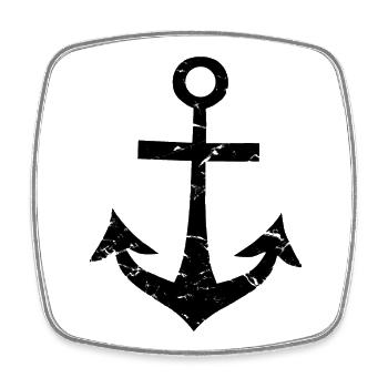 Ancre noire Captain utilisée avec un look vintage Hope - Magnet carré - blanc - Devant