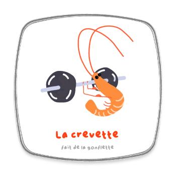 The shrimp puffs up - Square fridge magnet - white - Front