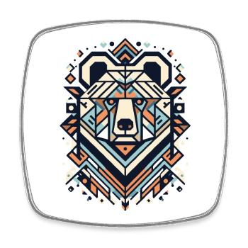 Abstract Animal Bear 2 - Square fridge magnet - white - Front