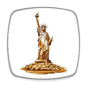 Golden Liberty Torch Statue - Square fridge magnet - white - Front