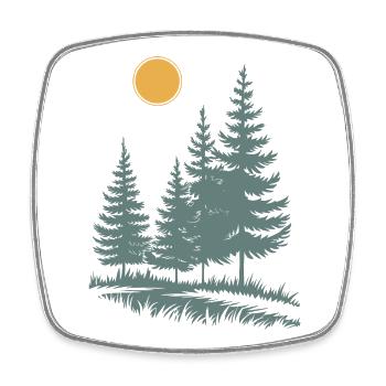Silhouette de pin ensoleillé - Magnet carré - blanc - Devant