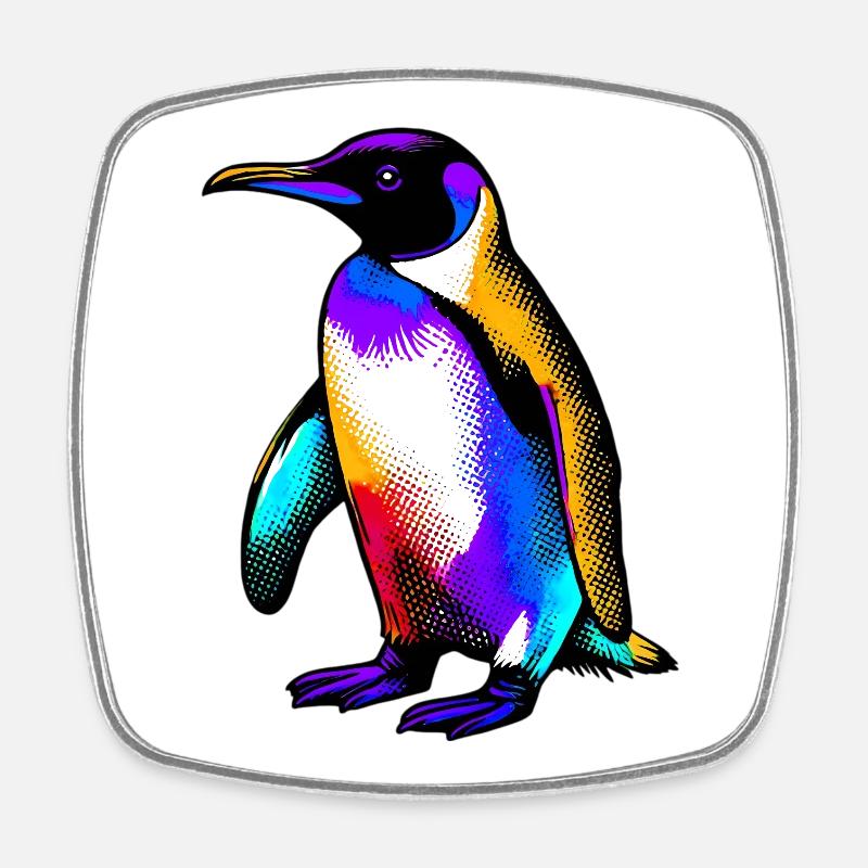 Pinguin - Viereckiger Kühlschrankmagnet - Weiß