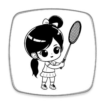 Badminton Girls - Square fridge magnet - white - Front
