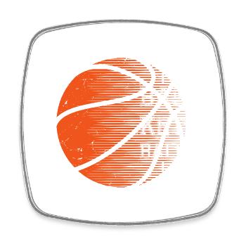 Basket-ball Pop Art Glyphes - Magnet carré - blanc - Devant