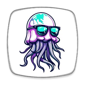 Jellyfish Cool Comic - Square fridge magnet - white - Front