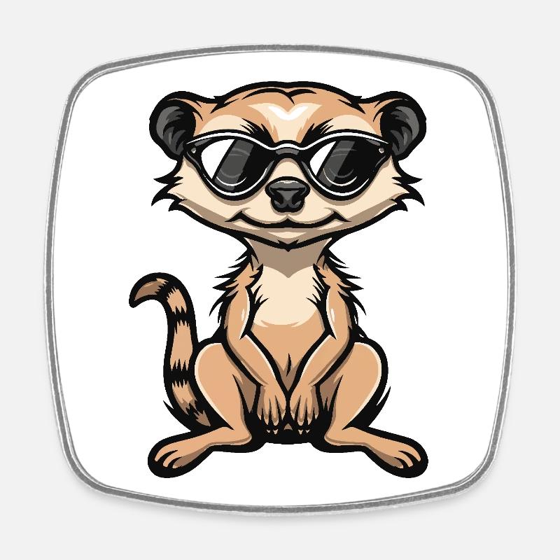Erdmännchen Cool Comic - Viereckiger Kühlschrankmagnet - Weiß