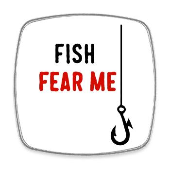 Fish Fear Me - Viereckiger Kühlschrankmagnet - Weiß - Vorne