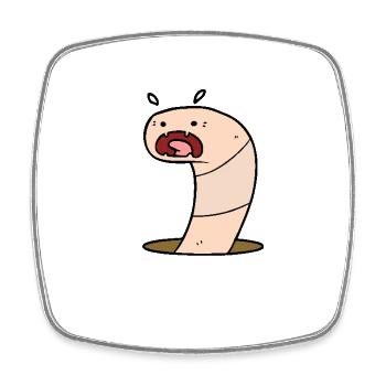 Beweglicher Wurm - Viereckiger Kühlschrankmagnet - Weiß - Vorne